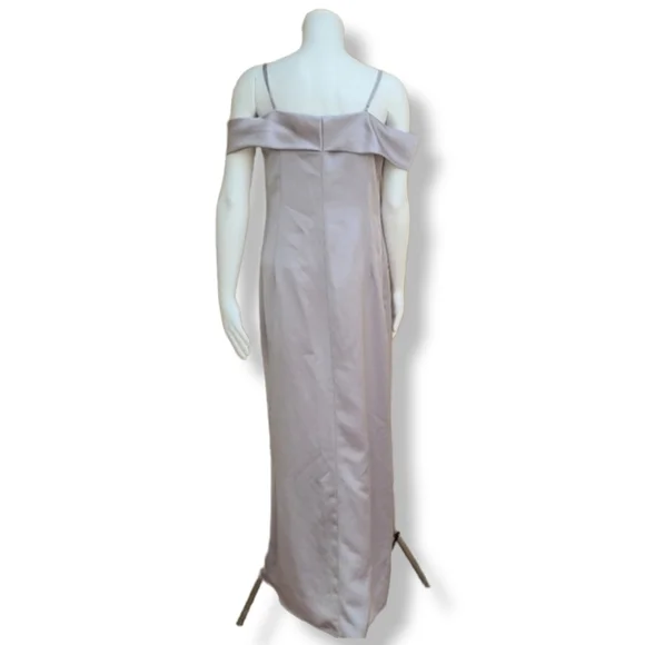 HALSTON HERITAGE Column Floor Length Gown 12 Champagne Draped Formal Prom Bridal - Picture 7 of 16